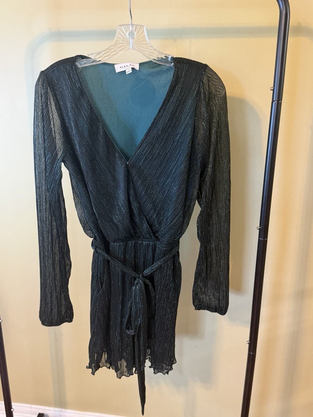Gilli Green Metalliac Romper NWT Size Small Long Sleeve